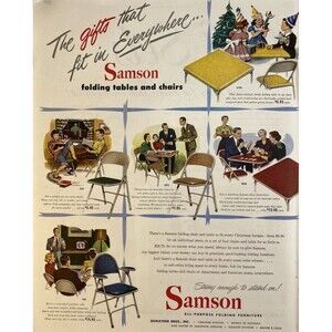 Samson All-Purpose Folding Furniture "Folding Tables & Chairs" Vtg Print Ad 1949